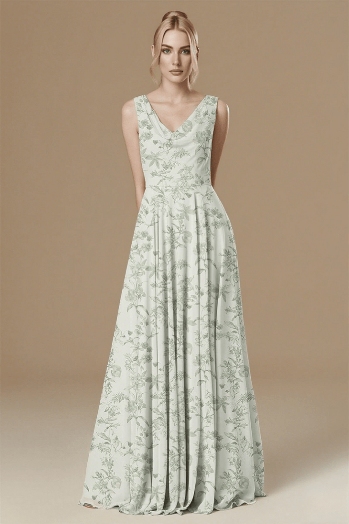 Blissfully Gorgeous Sage Green Floral Dress Bridesmaid for Garden Elegance - Sage Floral - PromDressClub