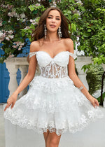 Bysen | Stunning Lavender Homecoming Dresses with Ruffles & Tiers - White - PromDressClub