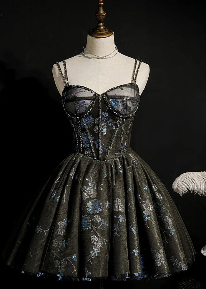 Circe | Unleash Drama with Floral Black Homecoming Dress - Black Floral - PromDressClub