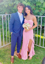 Cordelia | Stunning Yellow Chiffon Slit Prom Dress with Ruffles – Your Show - Stopper for Prom Night - Light Pink - PromDressClub