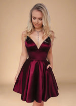 Cressy | Transform Your Homecoming Night with a Burgundy Corset Dress & Pockets - Burgundy - PromDressClub