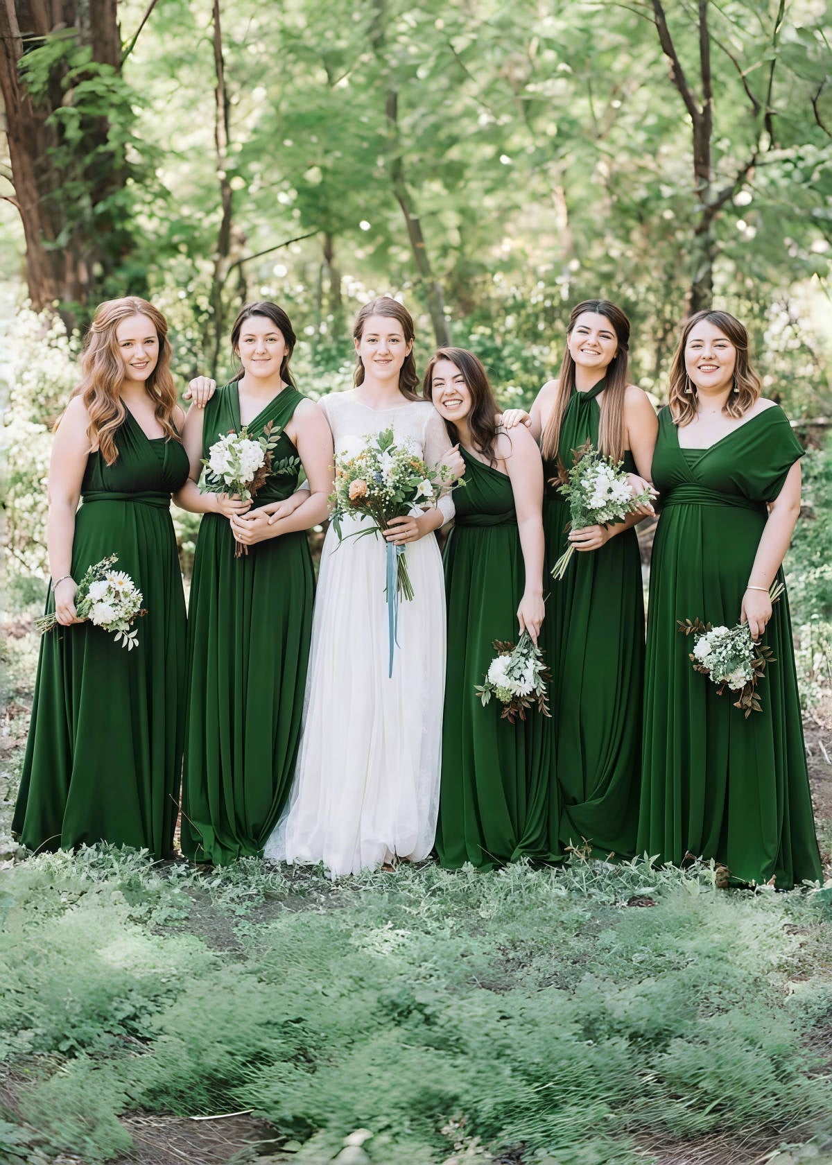 Deirdre | Epitome of Allure Infinity Emerald Green Chiffon Maxi Bridesmaid Dress with Multiway Convertibl - Price #price_variant_lowest# - Emerald Green - PromDressClub