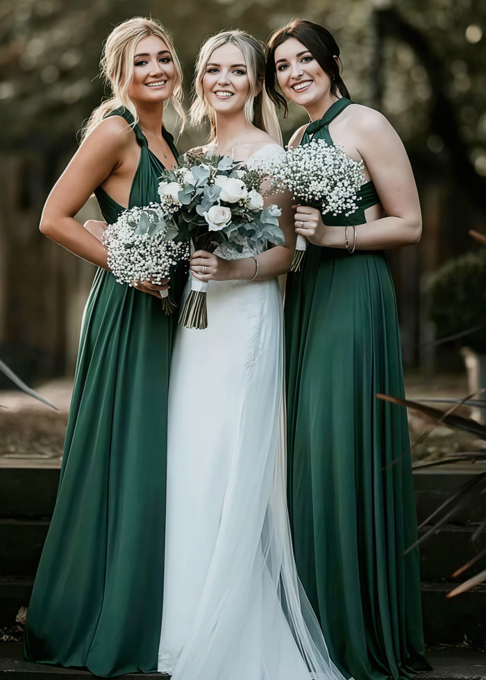 Delia | Sweetest Beloved Infinity Emerald Green Chiffon Maxi Bridesmaid Dress with Multiway Convertible - Price #price_variant_lowest# - Emerald Green - PromDressClub