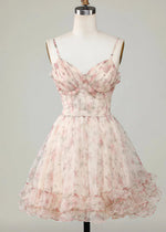 Eglantine | Discover Your Dream Floral Homecoming Dress: Effortless Elegance & Unmatched Comfort - Champagne Floral - PromDressClub