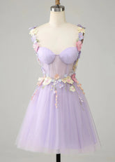 Elestren | Discover Your Dream Purple Homecoming Dress for a Magical Night - Lavender Floral - PromDressClub