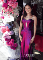 Ethel |Green Long Prom Dress Metallic With Mermaid Sweetheart Slit - Fuchsia - PromDressClub