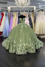 Evelyn | Exquisite Sage Green Corset Quinceanera Flower Dresses for Dreamy Occasions - Sage - PromDressClub