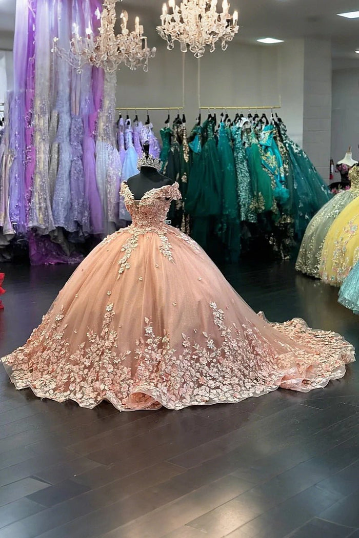 Fiona | Stunning Pink Flower Quinceanera Dresses: 15 Sweet Dresses for Memorable Events - Pink - PromDressClub