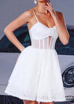 Fyodorra | Stunning White Homecoming Dress - Backless Corset Style for Dancing - White - PromDressClub