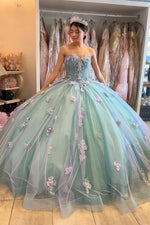 Genevieve | Elegant Sage Green Flower Quinceanera Dresses with Bow for Sweet 16 Party - Sage - PromDressClub