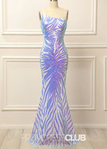 Georgia |Long Glitter White Prom Dresses Near Me With Mermaid One Shoulder Sequins - Purple - PromDressClub