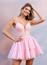 Gerbertina | Pink Homecoming Dress - Flattering Corset & A - Line Prom Dress Magic - Light Pink - PromDressClub