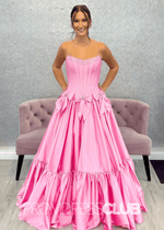 Hazel | A Line Bow Knots Long Prom Dress Light Blue - Price #price_variant_lowest# - Pink - PromDressClub