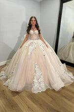 Jean | Beautiful Champagne Quinceanera Dresses with Delicate Butterfly Decorations - Champagne - PromDressClub