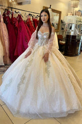 Kaylee | Shine Bright in Champagne Quince Dresses for Your Dream Celebration - Champagne - PromDressClub