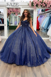 Keira | Command the Spotlight in Stunning Navy Blue Quince Dresses - Navy Blue - PromDressClub