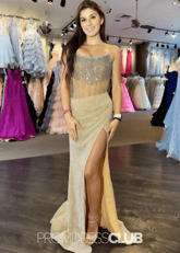 Laura | Mermaid Strapless Pink Sequin Long Prom Dress - Price #price_variant_lowest# - Gold - PromDressClub