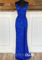 Laurel |Long Royal Blue Prom Dresses Near Me With Strapless Sequins Mermaid High Slit - Price #price_variant_lowest# - Royal Blue - PromDressClub