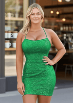 Let There Be Romance Sequin Orange Homecoming Dress for Unforgettable Sparkle & Style - Emerald Green - PromDressClub