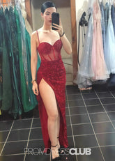 Lorraine | Sparkly Mermaid Royal Blue Sequin Maxi Prom Dress - Price #price_variant_lowest# - Red - PromDressClub