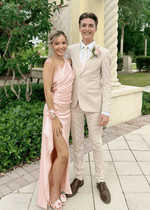 Melissa | Mermaid Ruched Light Pink Satin Long Formal Dress Near Me - Price #price_variant_lowest# - Light Pink - PromDressClub