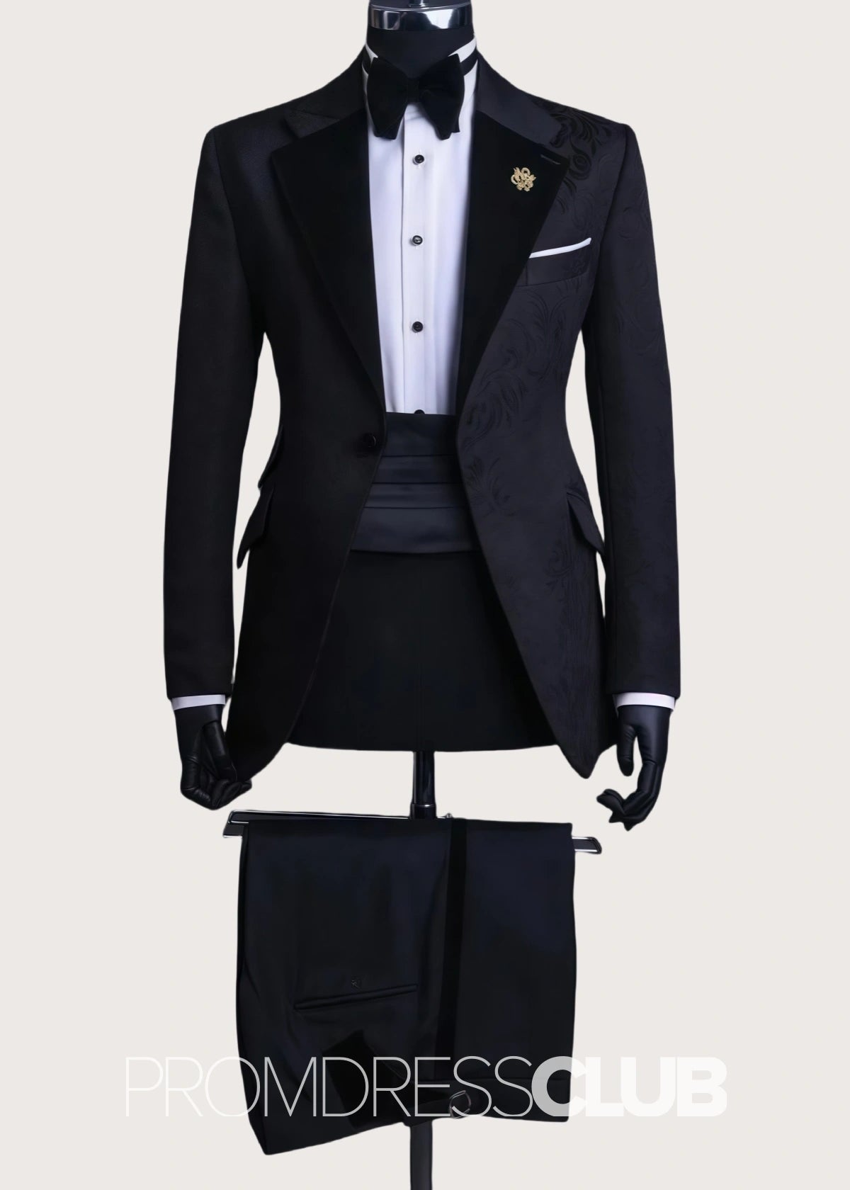 Michael |Fashion Black Prom Suits For Men With Ward Jacquard Notched Lapel | Two Pieces Bespoke Men Suits - Price #price_variant_lowest# - 34 - PromDressClub