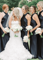 Octavia | Mermaid elegant bow Black Long Bridesmaid Dress - Price #price_variant_lowest# - Black - PromDressClub
