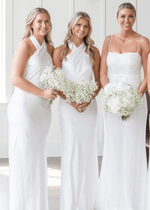 Octavia | Mermaid elegant bow Black Long Bridesmaid Dress - Price #price_variant_lowest# - White - PromDressClub