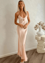 Sarah | Sheath Column Tie - Back Blush Chiffon Long Bridesmaid Dress - Price #price_variant_lowest# - Blush - PromDressClub