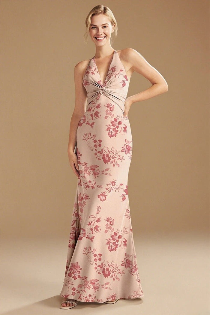 Special Moment Floral Pink Bridesmaid Dresses for Unforgettable Weddings - Pink Floral - PromDressClub
