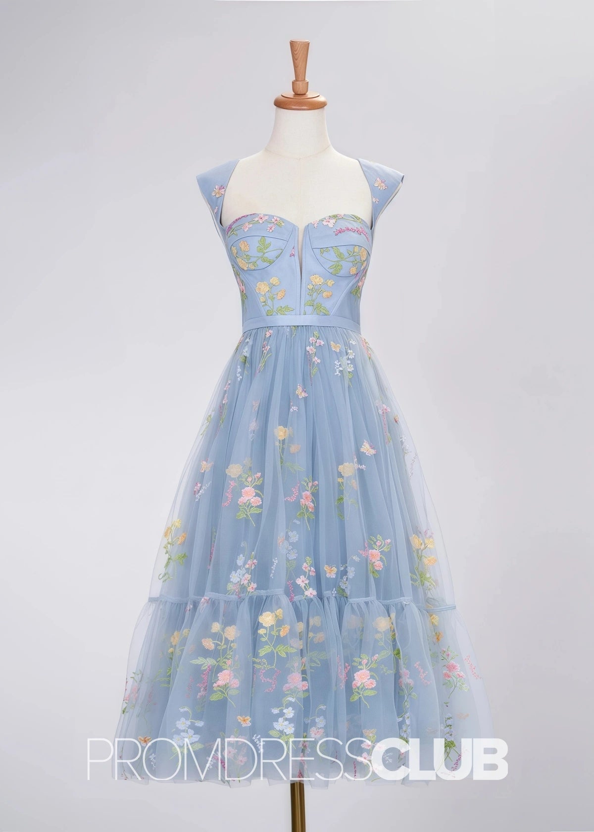 Stacey |Dusty Blue Long Prom Dresses With A Line Sweetheart Embroidery 3D Floral - Price #price_variant_lowest# - Dusty Blue - PromDressClub