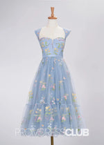 Stacey |Dusty Blue Long Prom Dresses With A Line Sweetheart Embroidery 3D Floral - Price #price_variant_lowest# - Dusty Blue - PromDressClub