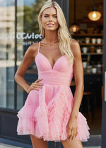 Sweetest Entrance Light Pink Homecoming Dress with Ruffles Flattering Short Prom Look - Light Pink - PromDressClub
