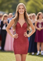 Tailor Made for You Sequin Navy Blue Hoco Dress for Homecoming Glamour - Red - PromDressClub