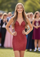 Tailor Made for You Sequin Navy Blue Hoco Dress for Homecoming Glamour - Red - PromDressClub