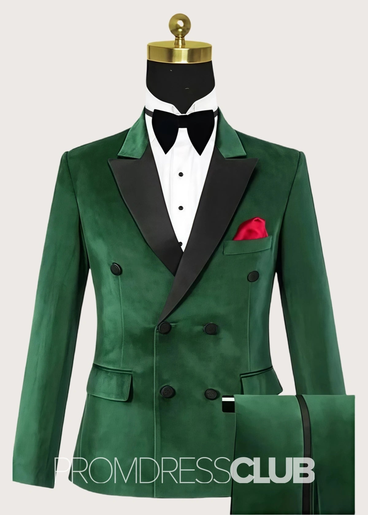 Thomas |Dark Green Prom Suits For Men With Modern Slim Fit Tuxedo Velvet | Two Pieces Bespoke Tuxedo Suits - Price #price_variant_lowest# - 34 - PromDressClub