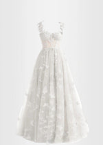 Verna |Lilac Prom Dresses Long A - line Lace Slit Corset with 3D Butterfly - White - PromDressClub