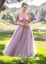 Veronica |Prom Dresses Lavender A Line Corset Starlit cloud Maxi - Length - Lavender - PromDressClub