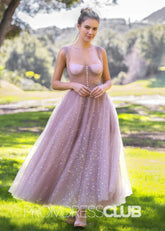 Veronica |Prom Dresses Lavender A Line Corset Starlit cloud Maxi - Length - Lavender - PromDressClub