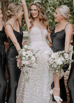 Wendy | Boho Sheath Rust Silk Satin Maxi Bridesmaid Dress with Spaghetti Straps - Price #price_variant_lowest# - Black - PromDressClub