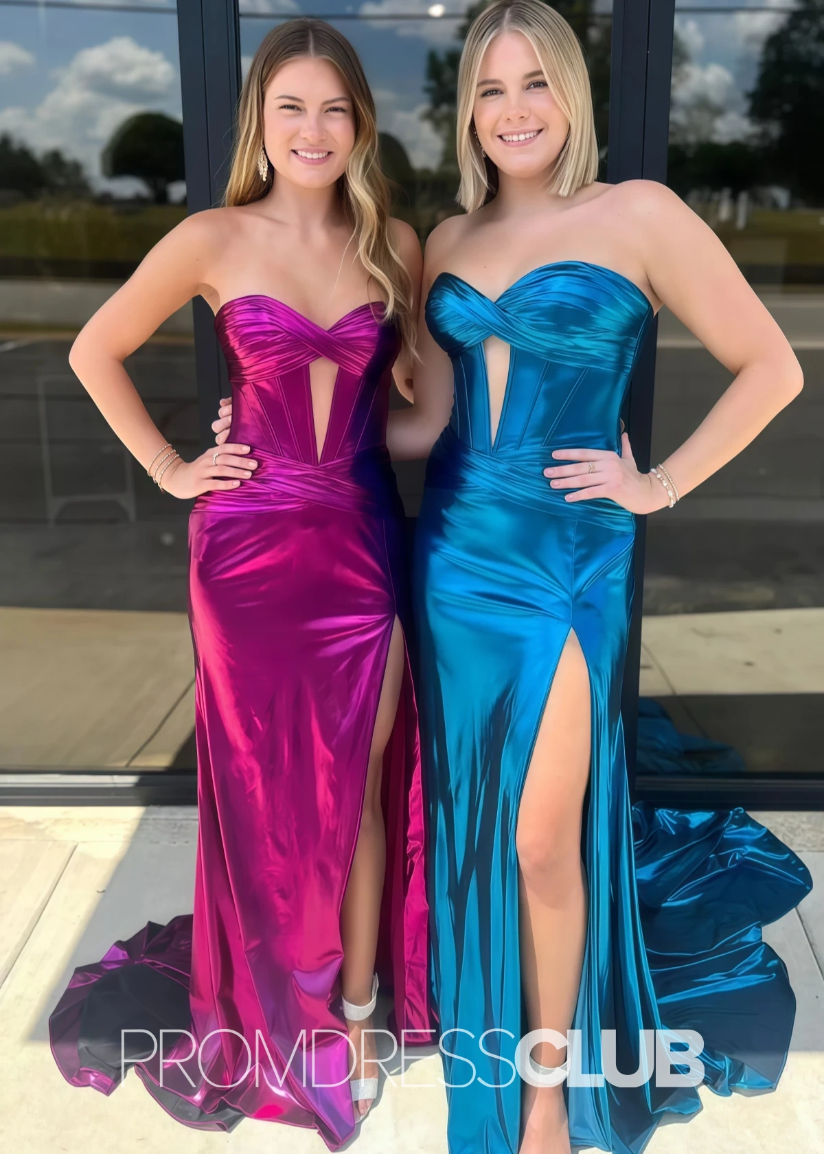 Rachel |Dark Green Metallic Long Prom Dresses Websites With Sweetheart Mermaid Corset Slit - Price #price_variant_lowest# - Royal Blue - PromDressClub