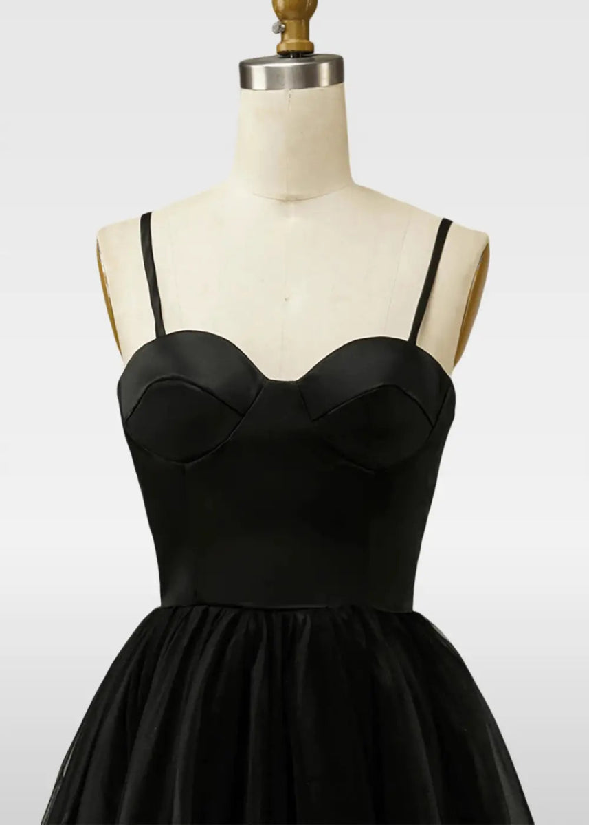 Wallis | Black and Rose Gold Tulle A Line Short Prom Dress - Black - PromDressClub