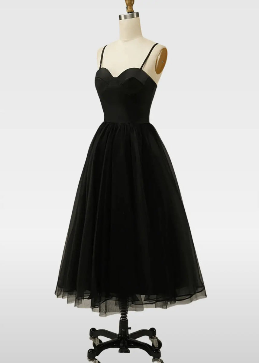 Wallis | Black and Rose Gold Tulle A Line Short Prom Dress - Black - PromDressClub