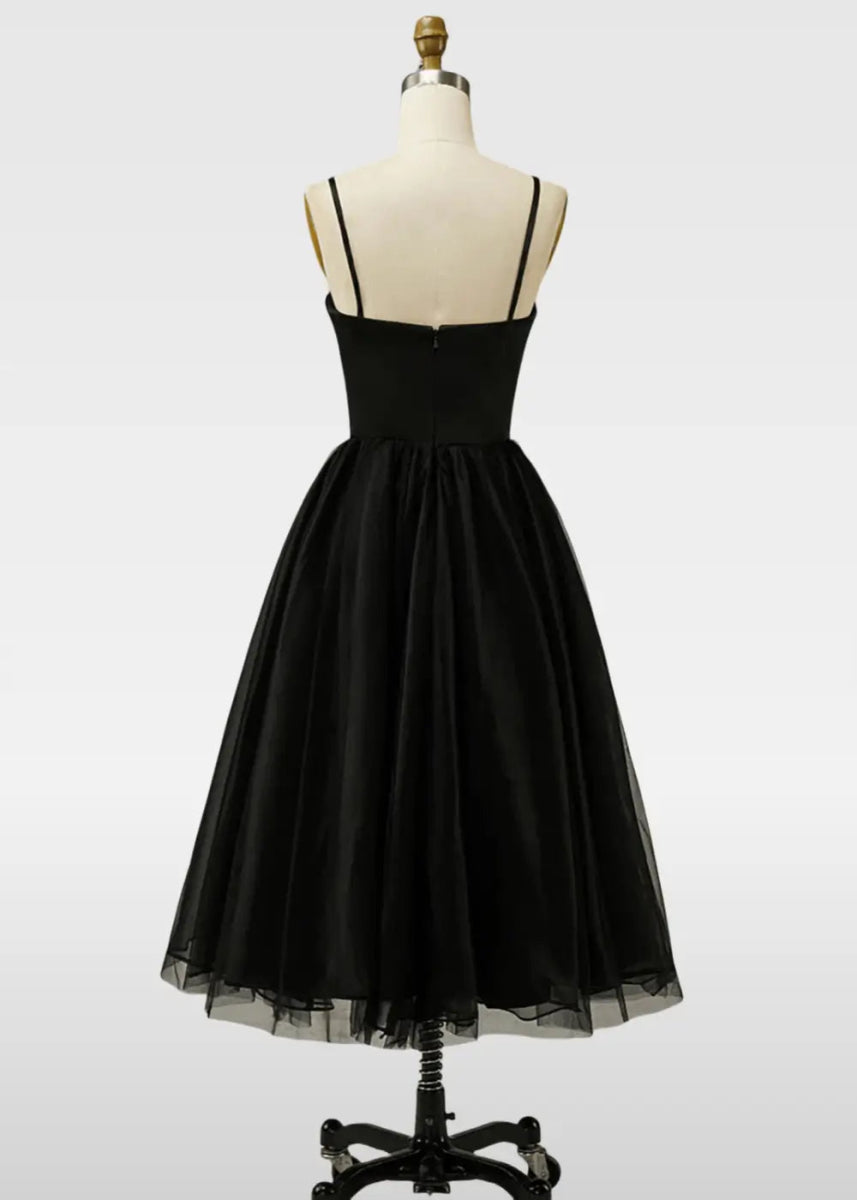 Wallis | Black and Rose Gold Tulle A Line Short Prom Dress - Black - PromDressClub