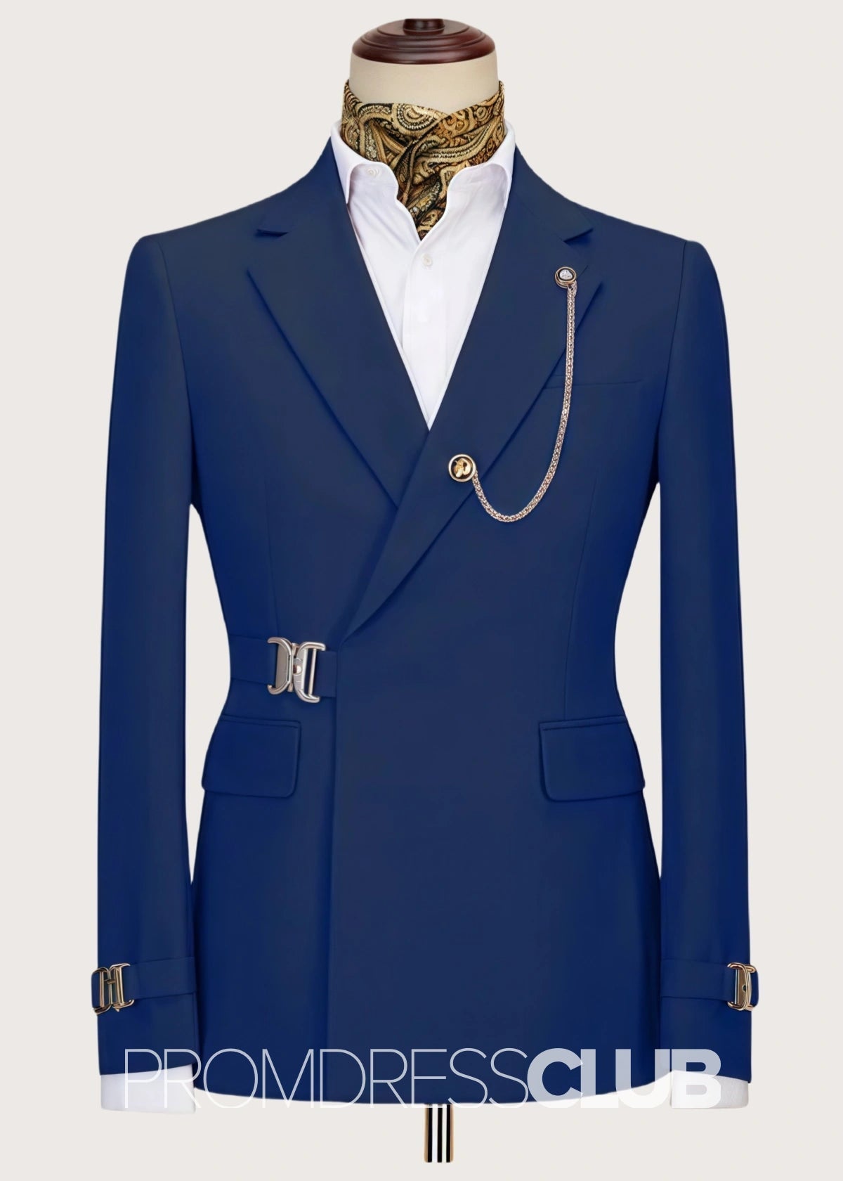 Aaron |Navy Blue Prom Suits For Men With Notched Lapel Business | Two Pieces Bespoke Men Suits - Price #price_variant_lowest# - 34 - PromDressClub