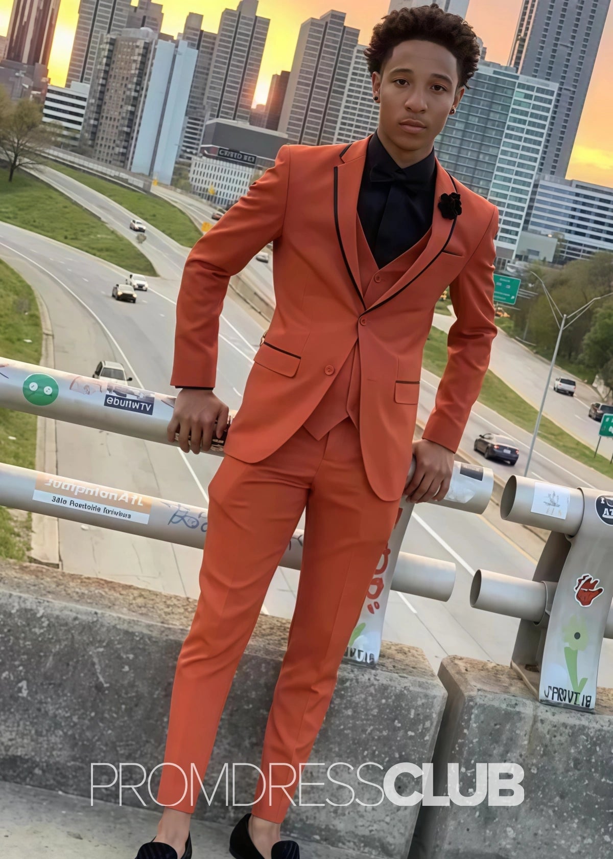 Albert |Orange Prom Party Suits For Men With Slim Fit Notched Lapel | Three Pieces Bespoke Men Suits - Price #price_variant_lowest# - 34 - PromDressClub