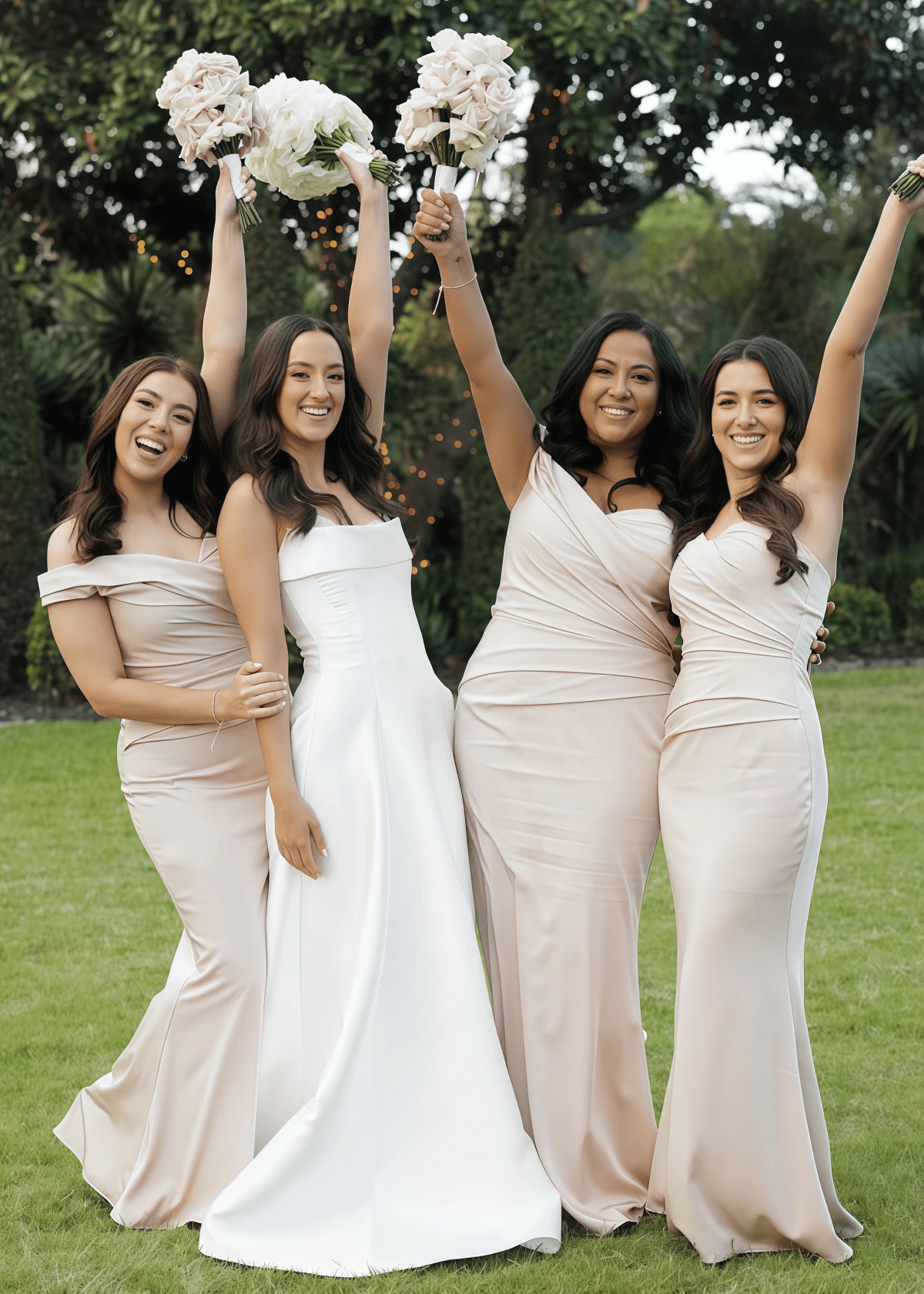 Alexia | Mermaid Off the Shoulder Champagne Stretch Satin Maxi Bridesmaid Dress with Pleated and Sweetheart Neck - Price #price_variant_lowest# - Champagne - PromDressClub