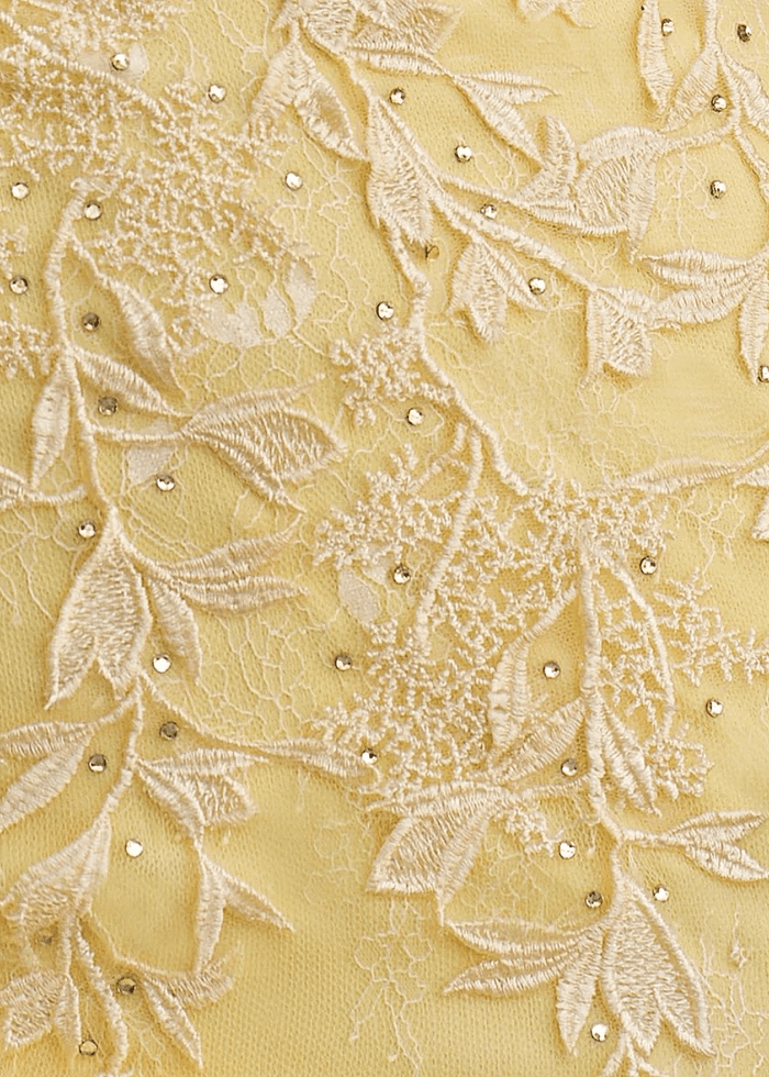 Amy | Bodycon Sage Green Lace Strapless Corset Homecoming Dress with Detachable Ballon Sleeves - Yellow - PromDressClub