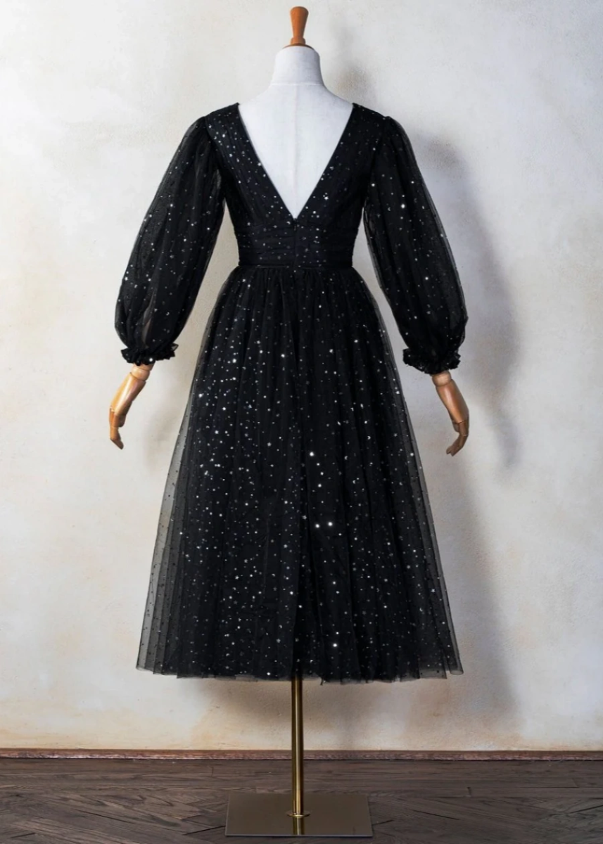 Anemone | Dazzle Like Stars: Black Sequin Homecoming Dress for Moonlit Celebrations - Black - PromDressClub