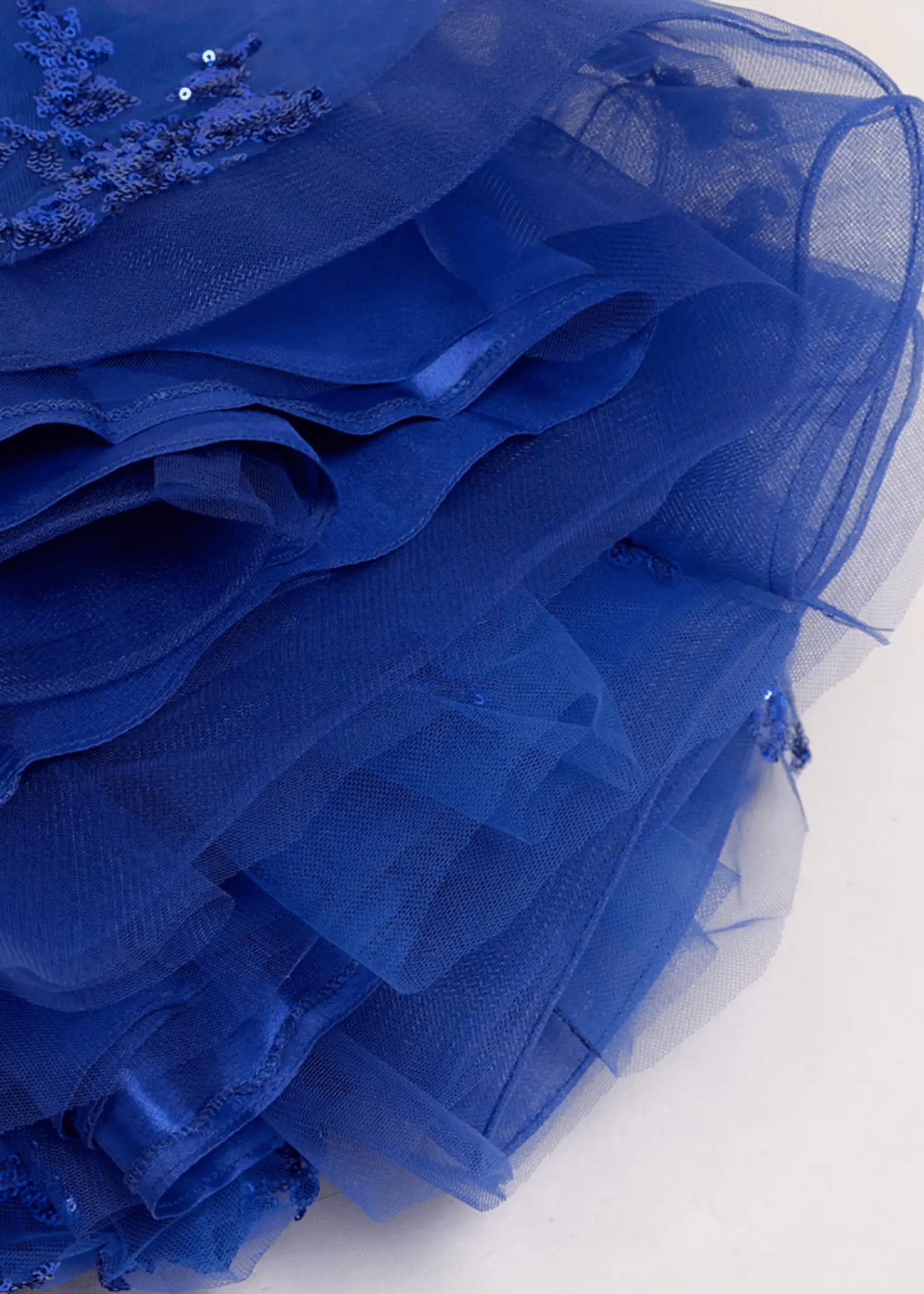 Angela | Strapless Royal Blue and Black Ball Gown Lace Prom Dress with Pockets - Royal Blue - PromDressClub